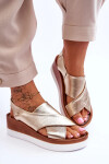 Kožené sandály na klínu Zlaté Morgan 37