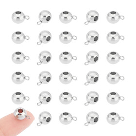 Korálek z nerezové oceli s širokým průvlekem - korálek s očkem - platinový - 11 x 6,5 x 8 mm - 1 ks