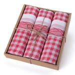 Bavlněné žakárové utěrky červené 50 x 70 cm 3 ks