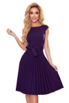 LILA - Tmavě modré dámské plisované šaty s krátkými rukávy 311-12 L