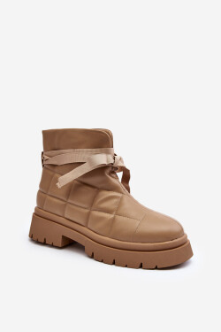 Dámské kotníčkové boty se šitím a šněrováním khaki Bizzanti 39