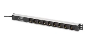 Digitus DN-95438 PDU 19" 9 zásuvek černá/hliník / Napájecí lišta / 1U / 3600W / 2m kabel (DN-95438)