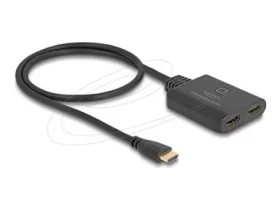 Delock HDMI UHD Switch 2 x HDMI in - 1 x HDMI out černá / Přepínač / 8K 60 Hz / USB napájení / kabel 0,5 m (18645)