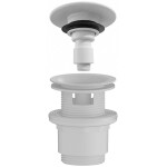 CERANO Umyvadlová výpusť - 5/4“ click-clack s přepadem - neuzavíratelná - plast - 35/50mm - bílá matná