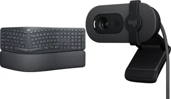 Logitech ERGO K860 černá + Brio 100 / Set bezdrátové klávesnice a webkamery / Ergonomická / Bluetooth / 2.4 GHz