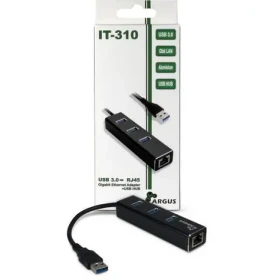 Inter-Tech IT-310 / Ethernetový adaptér / USB-A / Gigabit LAN / hliníkové tělo / 3x USB 3.2 Gen 1 hub (88885439)