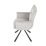 Židle jídelní, krémová manšestrová látka, 360° vratný mechanismus, černý kov