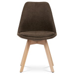 Židle jídelní, hnědá látka, nohy bukové dřevo
