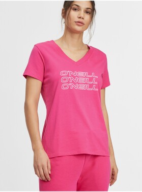 ONeill Růžové dámské tričko O'Neill Triple Stack V-Neck - Dámské