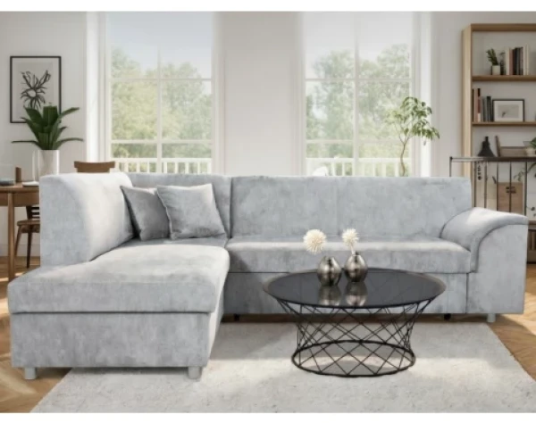 Rohová sedací souprava Bernett, holubí šedá látka, levý roh