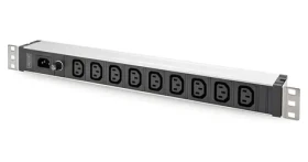 Digitus DN-95429 černá/hliník / Napájecí lišta / 19" 1U / 9x C13 / 10A / IEC C14 vstup (DN-95429)