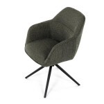 Židle jídelní a konferenční, zelená látka, černé kovové nohy, otočný mechanismus