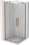 MEXEN - Velar Duo čtvercový sprchový kout 100 x 100, transparent, měď kartáčovaná 871-100-100-02-65