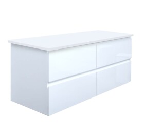 Koupelnová skříňka s krycí deskou SAT B-Way 119x50x45 cm bílá lesk BWAY2120WDESK BWAY2120WDESK