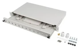 Lanberg Optický patch panel 19" 1U šedý (FOP1-12SS-LDS) / Patch panel / 12x SC simplex / 12x LC duplex (FOP1-12SS-LDS)