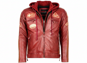 Pánská Kožená Bunda LTD Cherry Brixton Burgundy Červená Velikost: 6XL
