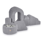 PLUSH NEST PLUSH NEST Hrací hrad s bazénem a 150 míčky, Prémiový šedý Manšestr