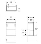 GEBERIT - Acanto Umyvadlová skříňka, 54x39x25 cm, 1 dvířka, panty L/P, lesklá bílá 503.001.01.1