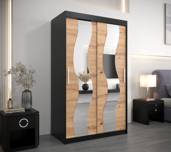 Šatní skříň Abi Se Barva korpusu: Černá, Rozměry: 100 cm, Dveře: Dub artisan