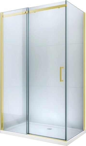 MEXEN/S - Omega obdélníkový sprchový kout 130x90, transparent, zlatý + vanička 825-130-090-50-00-4010