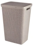 Curver Jute Koš na prádlo s víkem 58 l taupe / Koš na prádlo / 60 x 43 x 34 cm (263717)