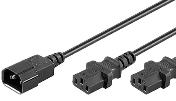 MicroConnect Prodlužovací split kabel C14 - 2x C13 1.8m černá (PE061318)