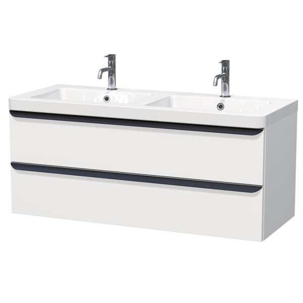 Koupelnová skříňka s umyvadlem Naturel Pavia 120x53x49 cm bílá mat černá úchytka PAVIA3120ZCE PAVIA3120ZCE