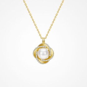 Stříbrný náhrdelník s bílou perlou Estelle, stříbro 925/1000, Zlatá 39 cm + 5 cm (prodloužení)