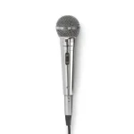 Nedis Kabelový mikrofon stříbrná / Kardioid / dynamický / 5.00 m / 80 Hz - 13 kHz / 600 Ohm / -72 dB / Vypínač / Kov (MPWD45GY)
