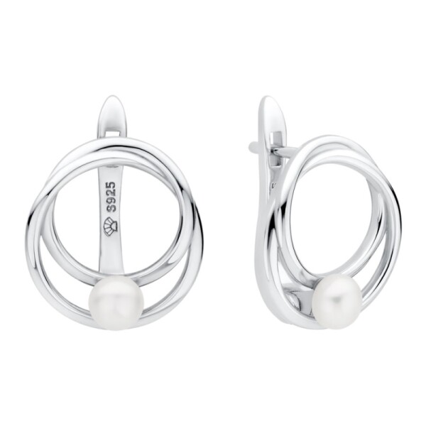 Stříbrné náušnice s bílou perlou Hestia, stříbro 925/1000, Stříbrná Bílá