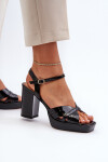 Lakované černé dámské sandály na podpatku D&A MR38-668 39