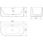 MEXEN/S - Sella volně stojící vana nástěnná reliéf 150 x 75, bílá lesk, sifon a přepad černá 52711507500-70