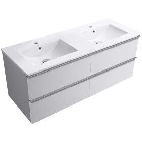 CERANO Koupelnová skříňka Velora - bílá matná, úchytka chrom + keramické umyvadlo Todo - bílá lesklá - 121x55x46,5 cm