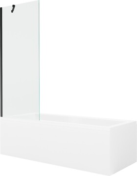 MEXEN/S - Cubik obdélníková vana 150 x 70 cm s panelem + vanová zástěna 70 cm, transparent, černá 550315070X9507000070
