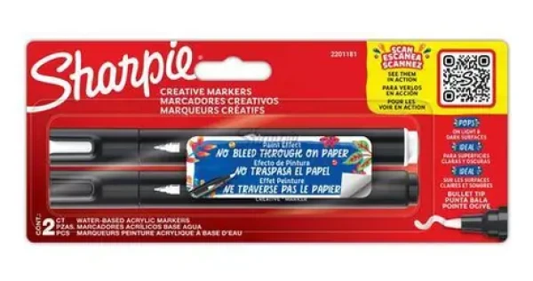 Sharpie Creative akrylové fixy černá, bílá / Fix / Kulatý hrot / 2,5 mm / 2 ks (2201181)