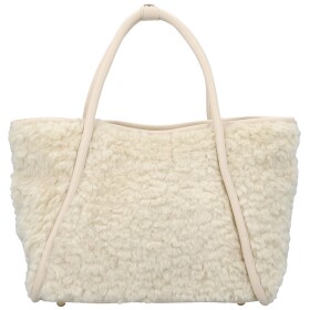 Trendy dámská plyšová kabelka do ruky Lynden, krémová
