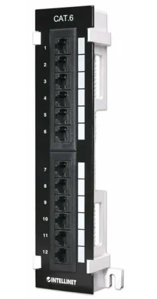 Intellinet Patch panel Cat6 UTP černý / 12 portů / RJ-45 / do racku (560269)