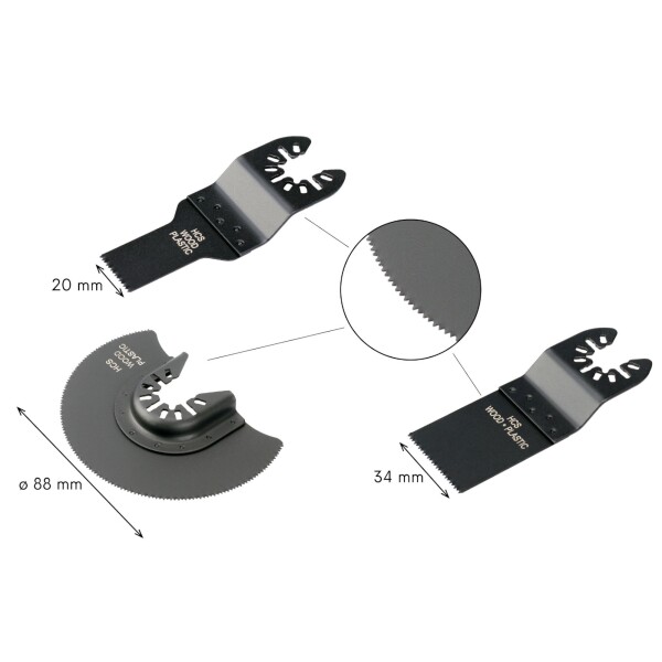 LEVIOR 24320 Sada nástrojů pro multifunkční brusku 3ks (HCS)