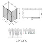 CERANO - Sprchový kout Santoro L/P - 8 mm - černá matná, grafitové sklo - 130x100x195 - posuvný CER-8050BD7301