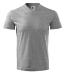 V-neck tričko unisex tmavě šedý melír M