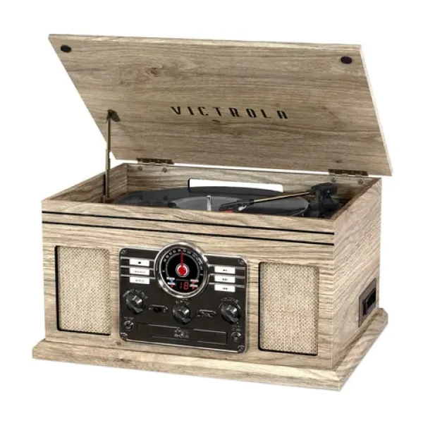 Victrola VTA-200B béžová / Gramofon s rádiem CD MC mechanikou / 33 45 78 / FM / BT / RCA / repro (100002201623)
