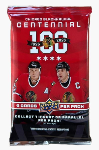 Hokejové karty NHL 2025-26 Upper Deck Chicago Blackhawks NHL Centennial Hobby balíček