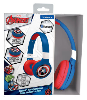 Lexibook 2v1 bluetooth skládací sluchátka Avengers s limitem hlasitosti - Alltoys Lexibook
