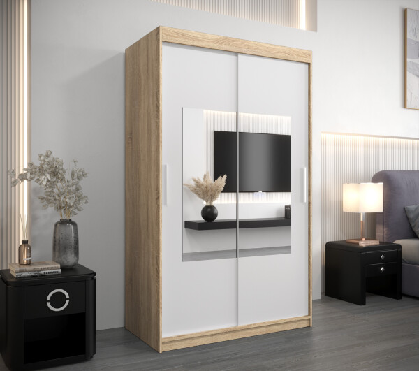Šatní skříň Abi To Barva korpusu: Dub Sonoma, Rozměry: 120 cm, Dveře: Bílá