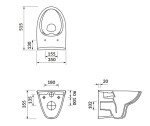 CERSANIT - B620 modul LINE BASE, záv mísa PARVA CLEANON, dur, sedátko SMART, tlačítko CIRCLE, chrom lesk S701-642