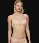 Dámská podprsenka Body Make-Up Illusion Lace Balconette - BROWN - sv. hnědá 00NZ - TRIUMPH BROWN 80B