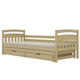 Postel Tosia přistýlka + zásuvky 90x180 přírodní, nelakovaná