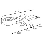 PLUSH NEST PLUSH NEST Mini hřiště s bazénem v prémiovém manšestru světle růžové a 100 míčky