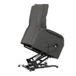 Křeslo polohovací, eletrické, šedá látka.