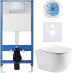 CERANO - Kompletní WC set Profi/Felci - bílá lesklá - WC tlačítko Duo/Chrom - předstěnová instalace - 52,5x36 CER-8050BD84319